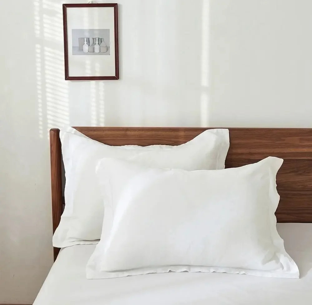 Simple & Opulence 100% Linen Pillow Cover Sham White Pair / Set 2 Standard 20x26